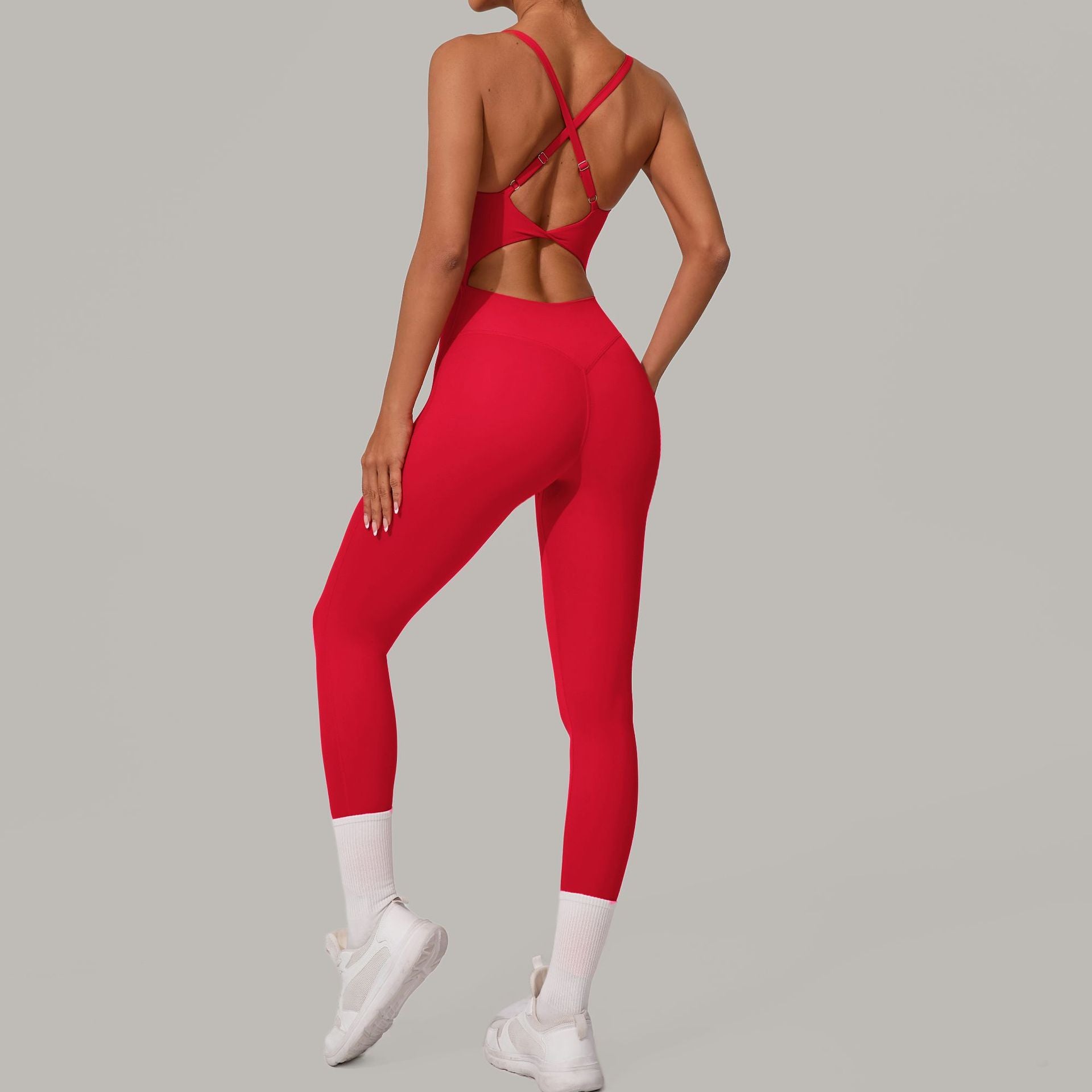 Adjustable buckle onesie cross waist lift hip exercise yoga tight onesie