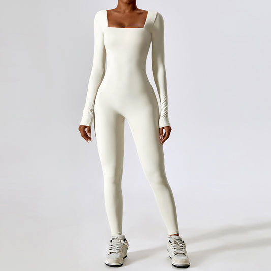 Long-sleeved body-tight one-piece yoga suit Outdoor Running 8150 4 Colors