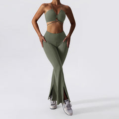 Yoga suit female dance casual yoga suit hollow sexy beautiful back sports fitness suit 8095 4 colors