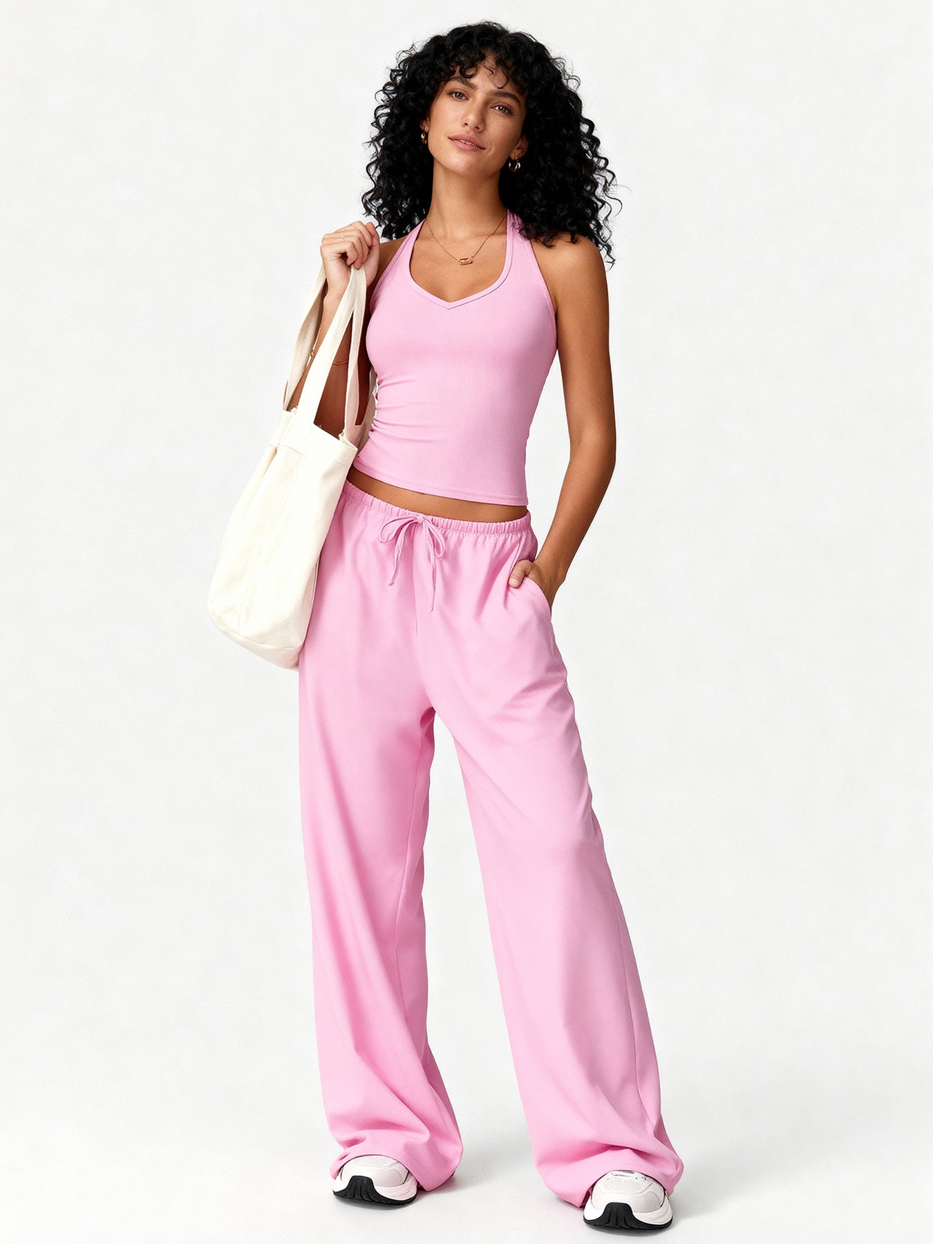 Vest flared pants yoga set, quick-drying beauty back halter sportswear, casual running fitness wear