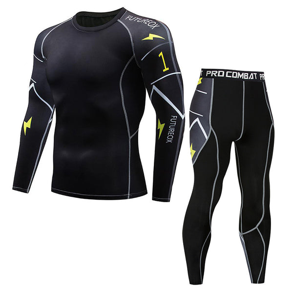 New Sports Tights Men's Lion Head Long-sleeved Sports Men's Fitness T-shirt Quick-drying Elastic PRO Suit-1