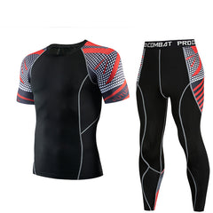 Men's stretch fitness clothing moisture-wicking quick-drying short-sleeved running sportswear 7 colors