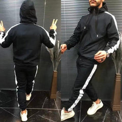 Color Matching Zipper Hooded Jacket Long Sleeve Youth Sports Suit Men 5 Colors