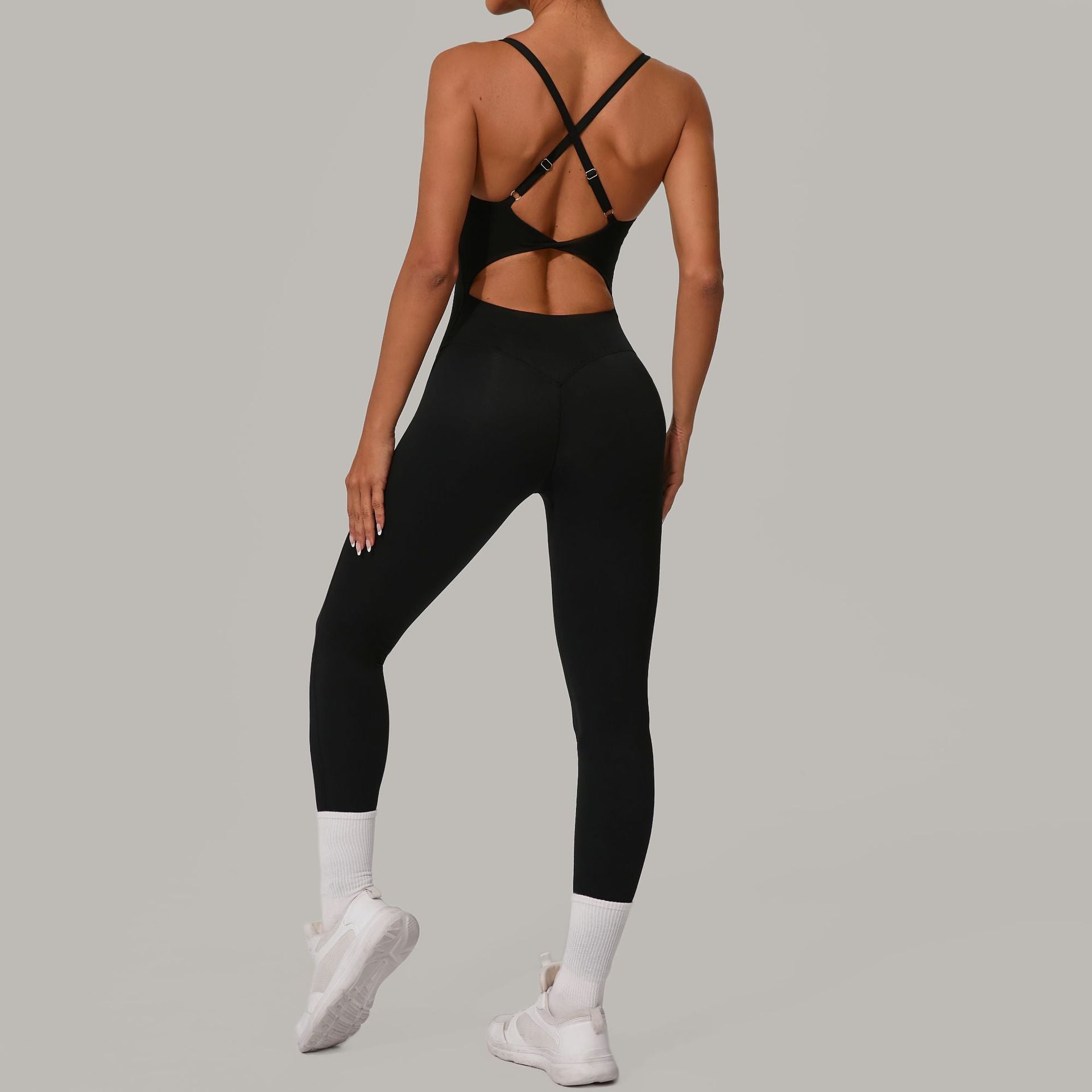 Adjustable buckle onesie cross waist lift hip exercise yoga tight onesie