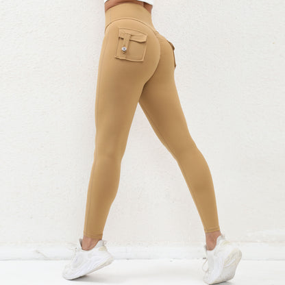 Peach butt cargo tight height waist stretch button-up yoga pants 14 colors