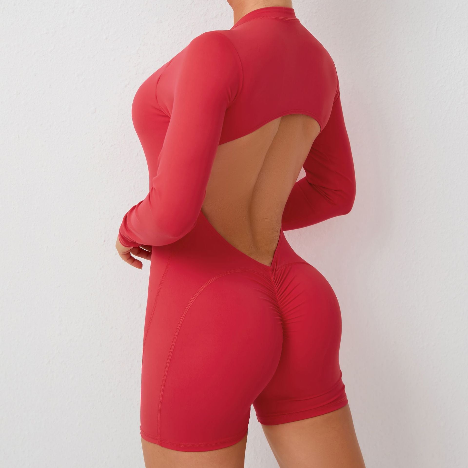 Back half zip one-piece yoga suit 6 colors