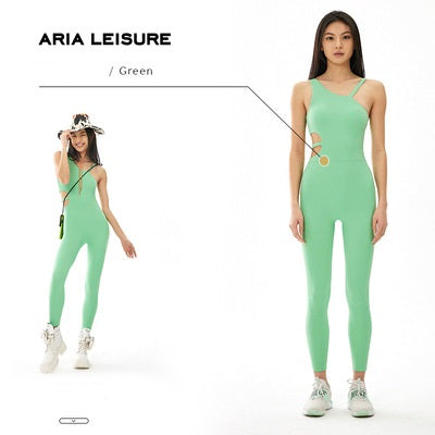 One-piece yoga suit with shoulder strap and chest pad sexy and tight back 3 colors