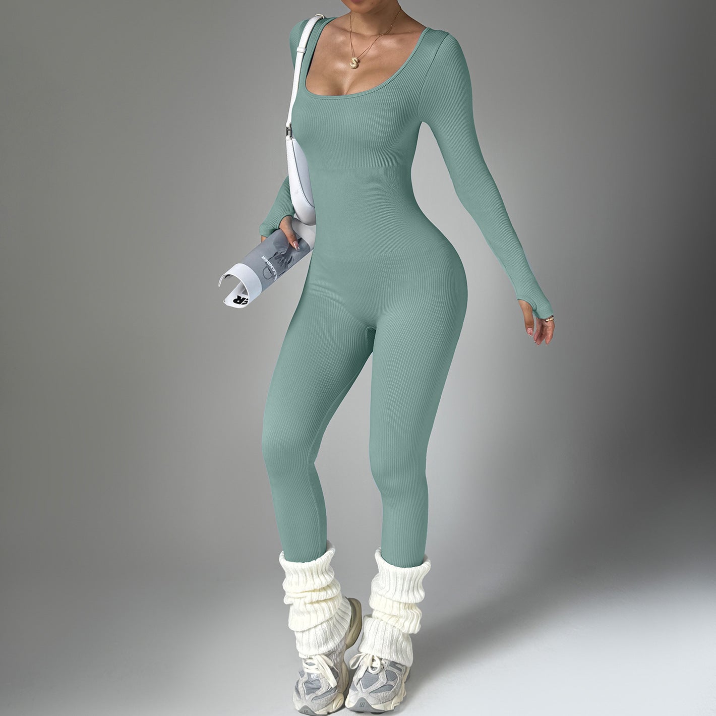 One-piece sports yoga jumpsuit long sleeve quick dry body fitness jumpsuit