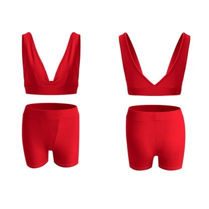 New Sports Underwear Set Beautiful Back Suspenders With Chest Pad Triangle Cup Without Steel Ring Buttocks Fitness Pants Set  9 Colors Style1