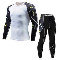 New Sports Tights Men's Lion Head Long-sleeved Sports Men's Fitness T-shirt Quick-drying Elastic PRO Suit-1