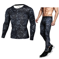 Long-sleeved t-shirt set tights fitness clothes men's sports super cool outdoor camouflage quick-drying sweatshirt 9 colors