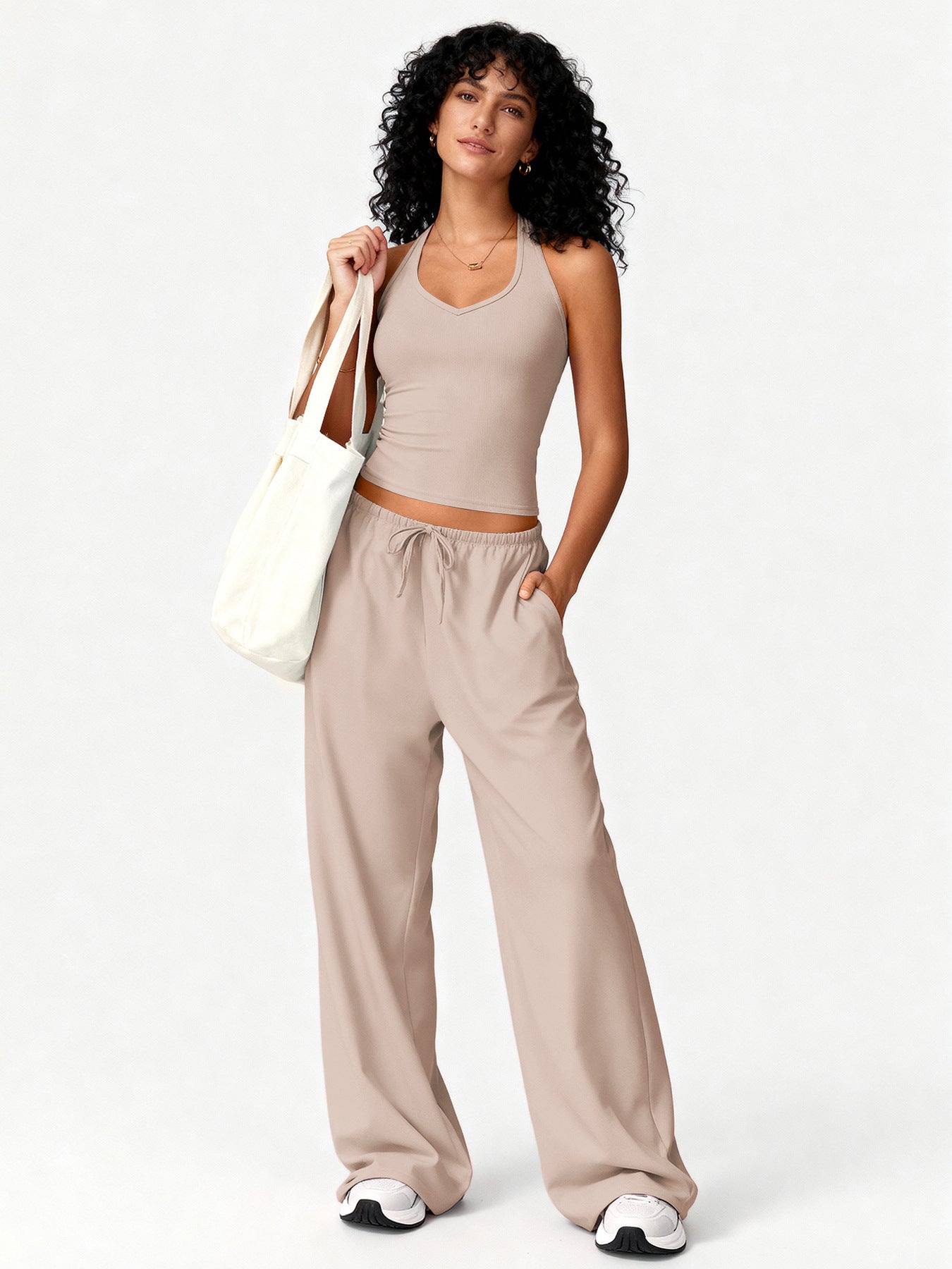 Vest flared pants yoga set, quick-drying beauty back halter sportswear, casual running fitness wear