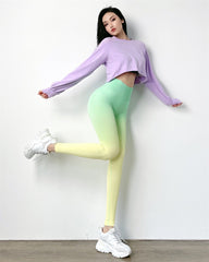 Gradient seamless yoga pants women's high waist peach hip fitness pants sports trousers 8 colors