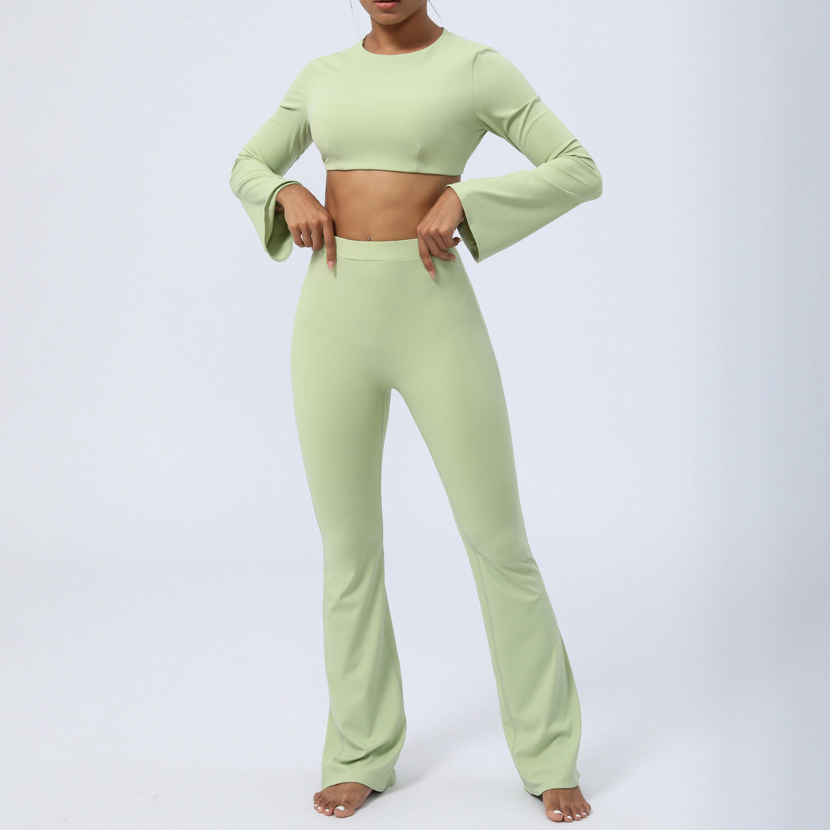 Quick drying naked backless fitness two-piece bell bottoms 5 colors