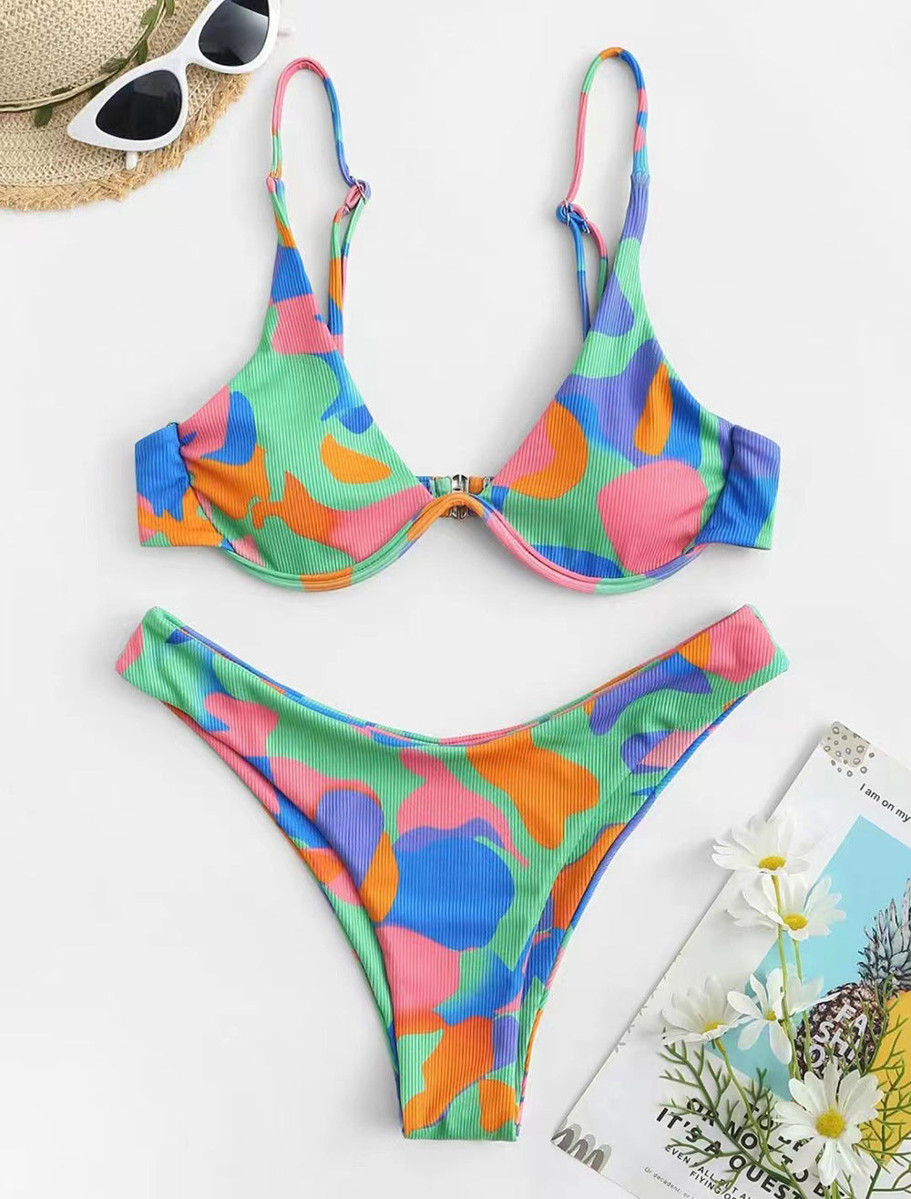 New Bikini Split Poly Swimsuit Female Sense Triangle Swimsuit Female 4 Colors