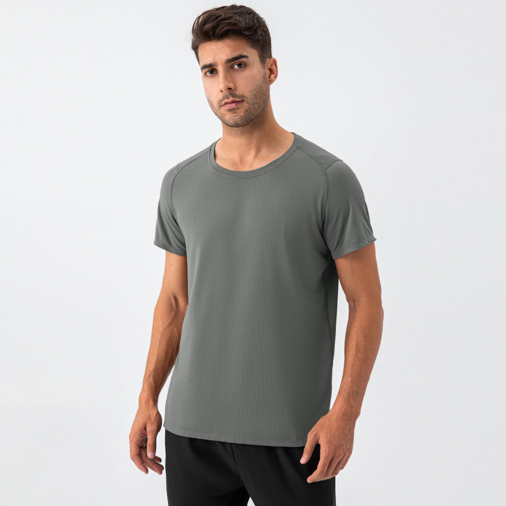 Men's round neck loose T-shirt perspiration quick drying breathable short sleeve 31226 4colors
