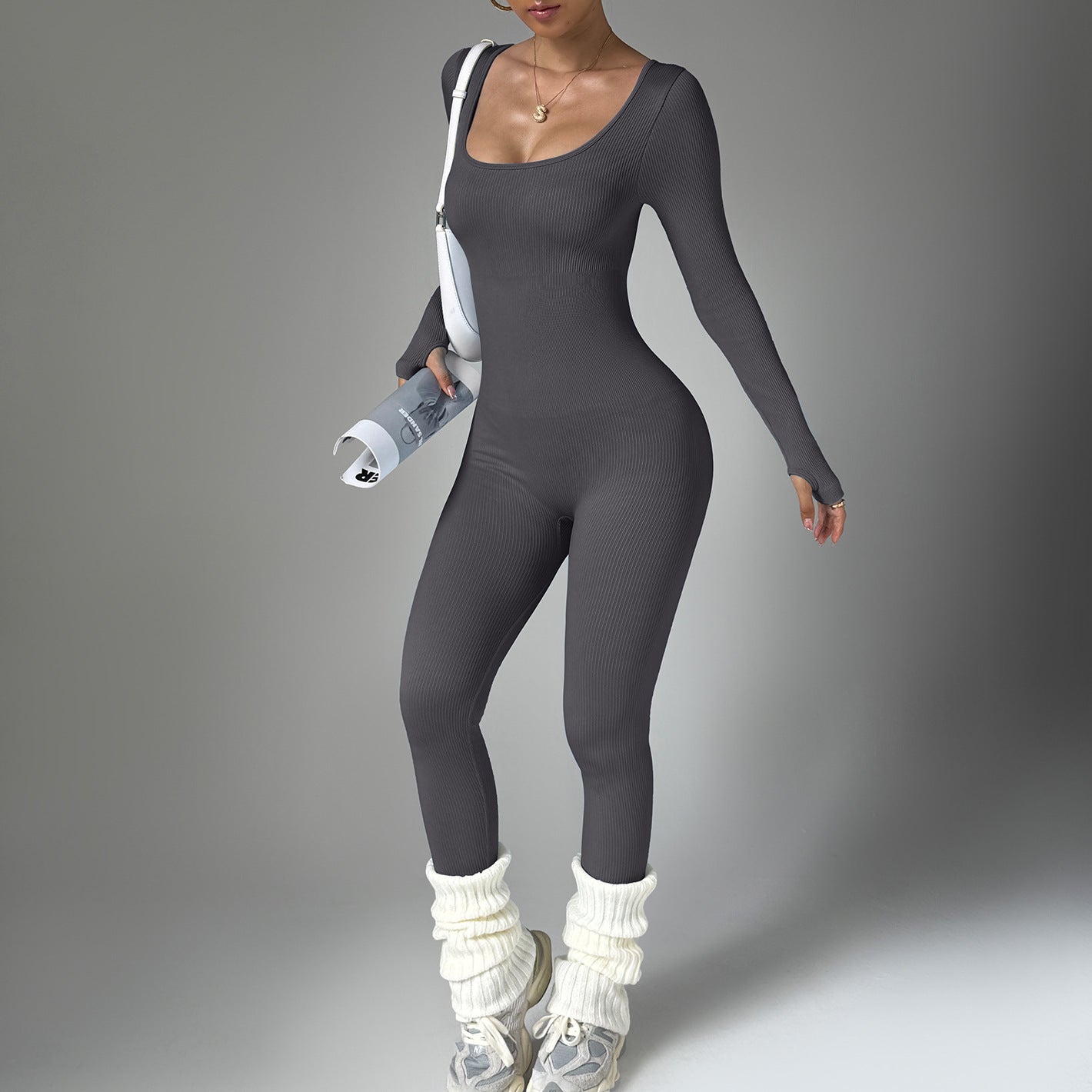 One-piece sports yoga jumpsuit long sleeve quick dry body fitness jumpsuit