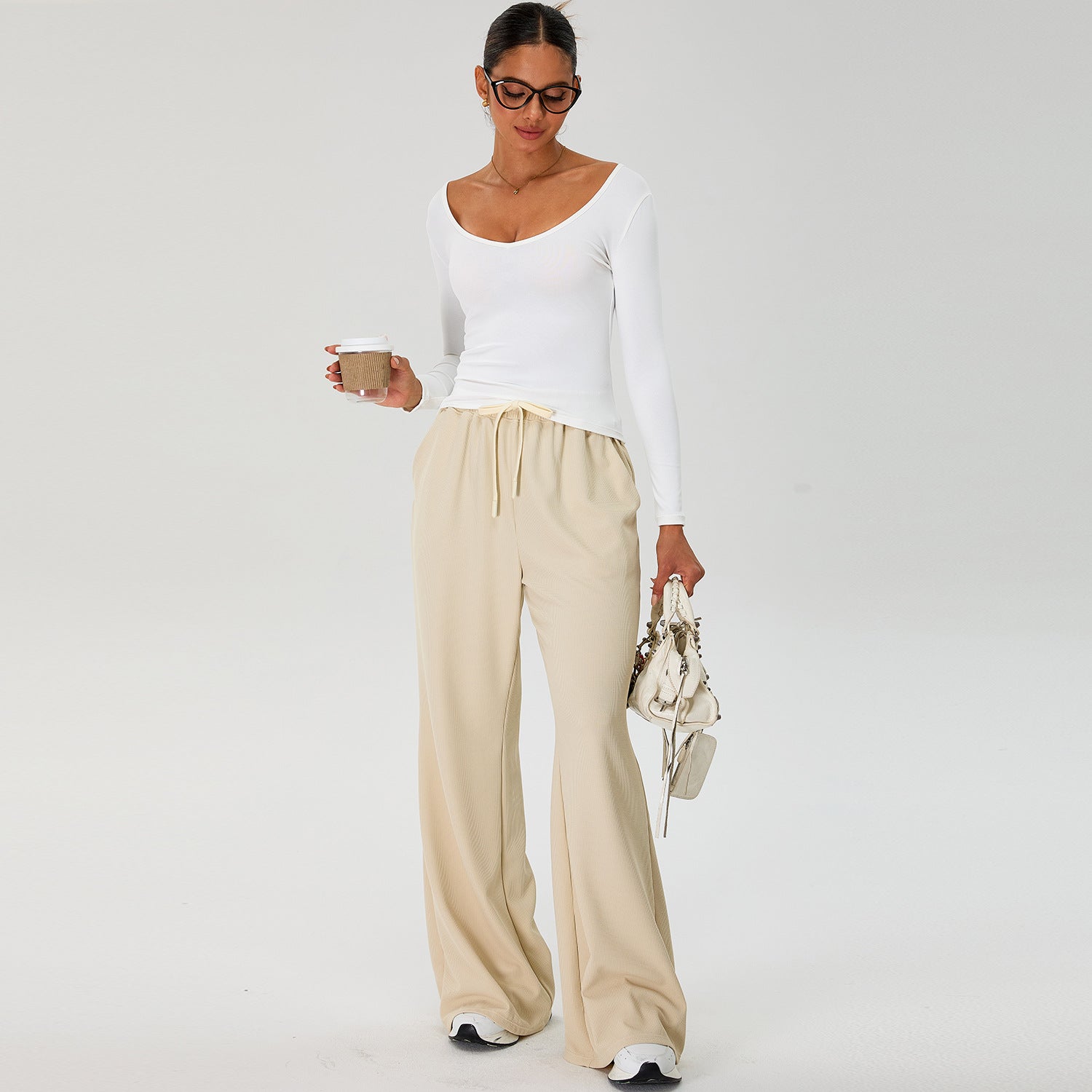 Yoga suit long sleeve V neck T-shirt quick dry sports suit casual pants running sports pants