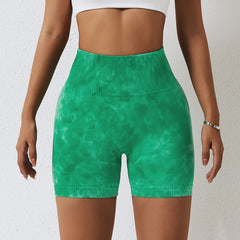 Splash dye seamless yoga shorts women's sports fitness shorts high waist buttocks tight yoga pants 8 colors