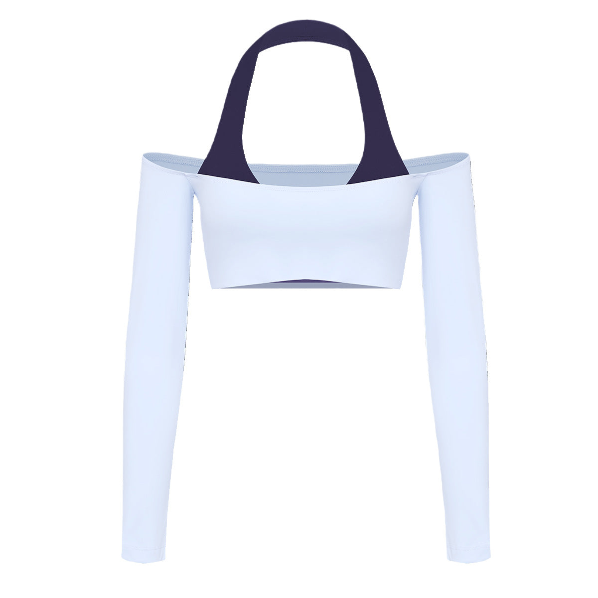 Long Sleeve Crop Top & Legging Set, Brushed Fabric Color Block Quick-DrySkinny Fitness Yoga Wear with Built-in Bra for Pilates & Workout1