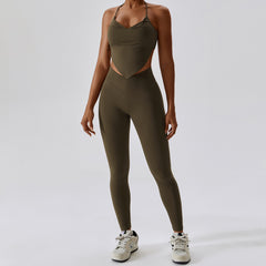 Sexy Yoga Suit Female Nude Sports Vest Suit Casual Beautiful Back Yoga Suit 5 Colors  8162  Style-2