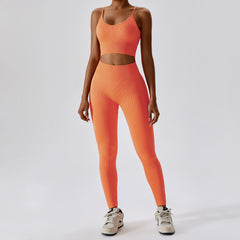 Seamless Yoga Suit Summer Running Tight Sports Suit Female Quick-drying Beautiful Back Fitness Suit 6921