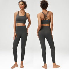 Naked Yoga Suit Women's Large Size Sports fitness Suit 2 Pieces 9 Colors