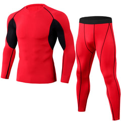 Fitness sports training clothes elastic quick-drying suit long sleeves + trousers 10 colors