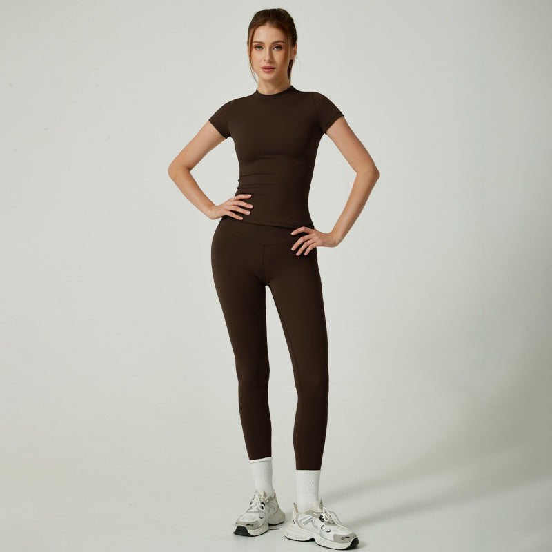 Women's two-piece short&long sleeve yoga pants suit