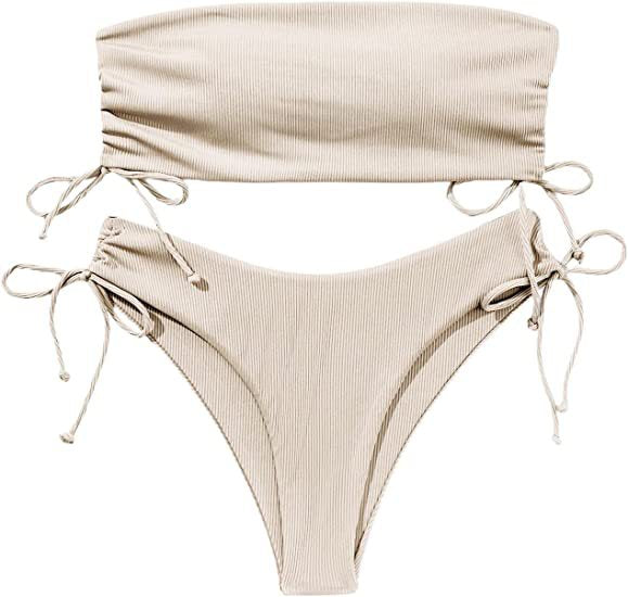 Split top bikini solid color sexy women's swimsuit