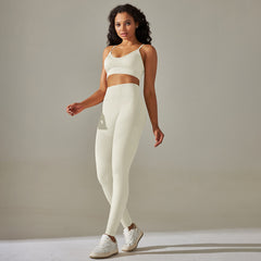 1 seamless beautiful back cross double straps sports vest bra set running fitness yoga pants 14 colors