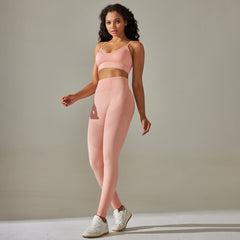 1 seamless beautiful back cross double straps sports vest bra set running fitness yoga pants 14 colors