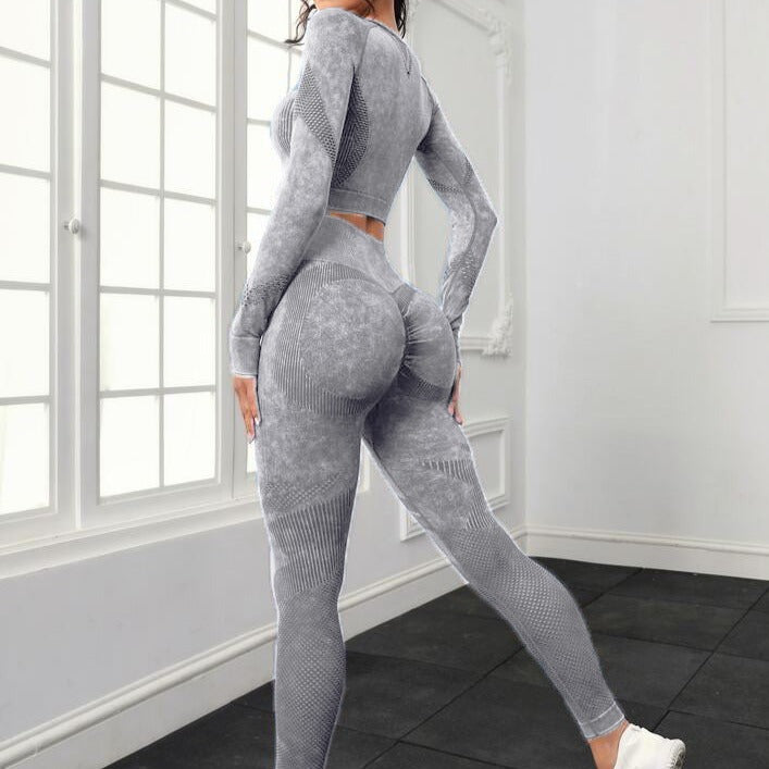 Washed seamless cut-out exercise fitness pantsuit  7colors