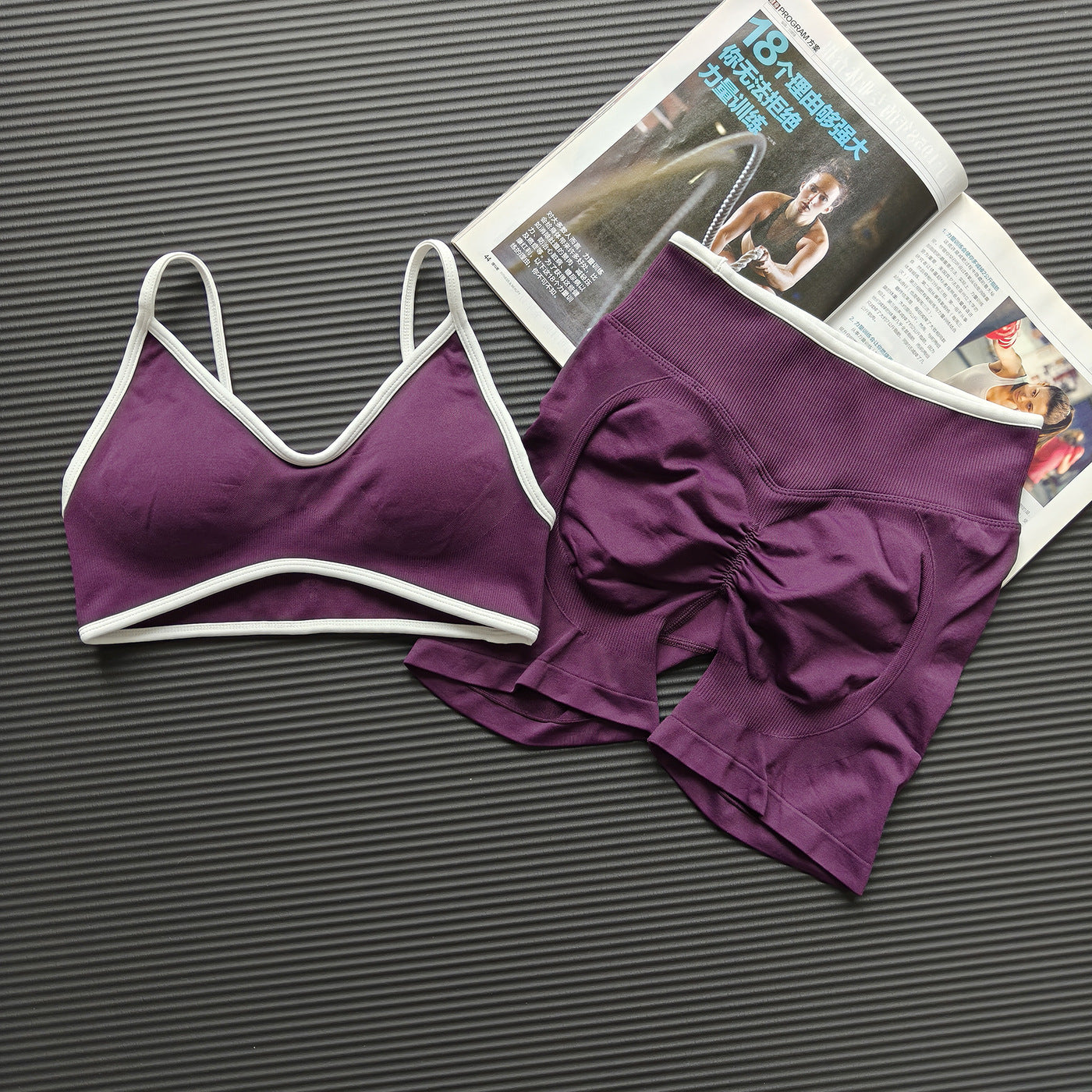 Women Color Block Sports Set, Contrast Color Backless Slim Yoga Outfit, Quick Dry Running Fitness Activewear for Outer Wearing