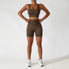 Seamless Yoga bra shorts high shock absorption-gather fitness kit 6 colors