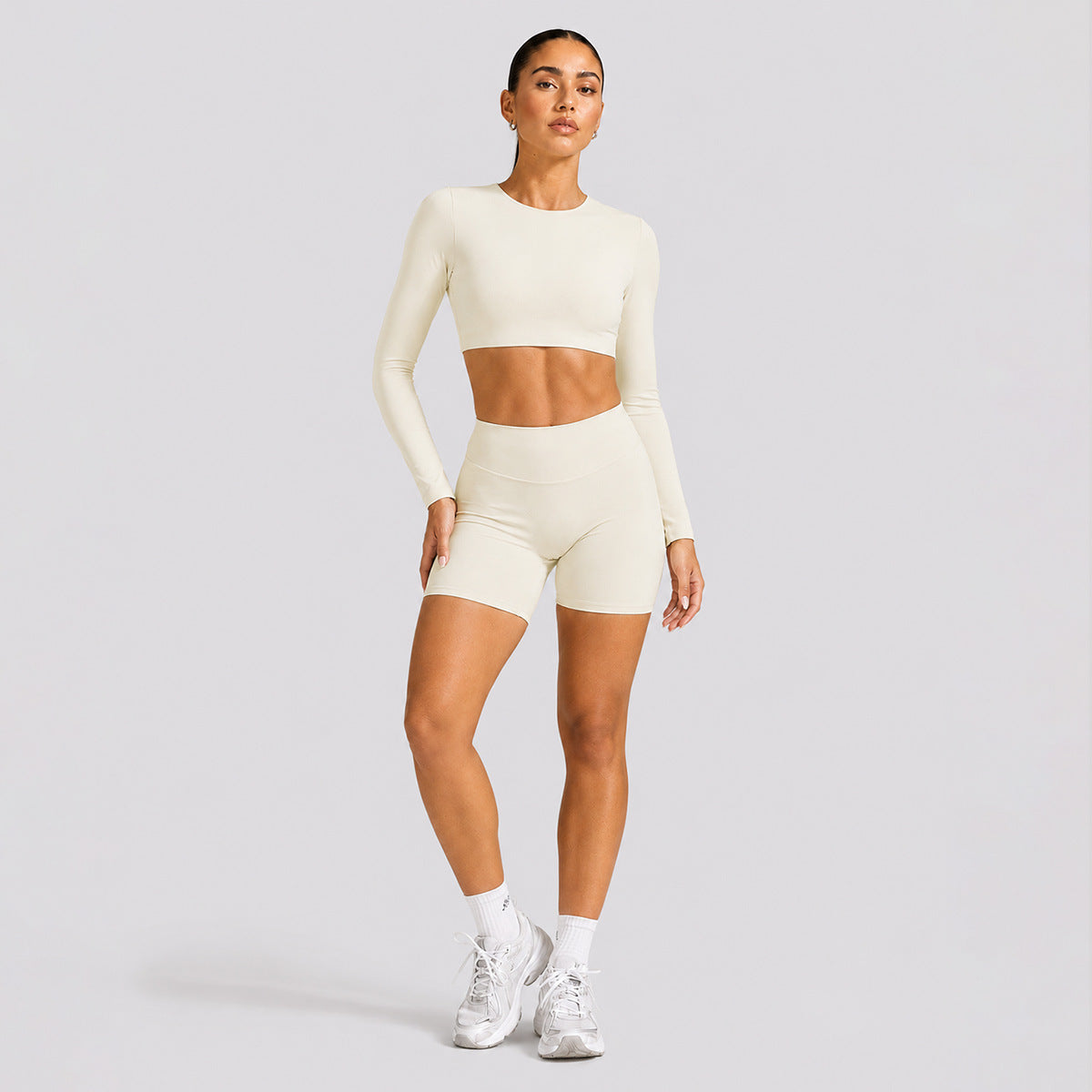 Backless long sleeve T-shirt sports short sleeve suit women with breast pad fitness top outdoor sports yoga suit
