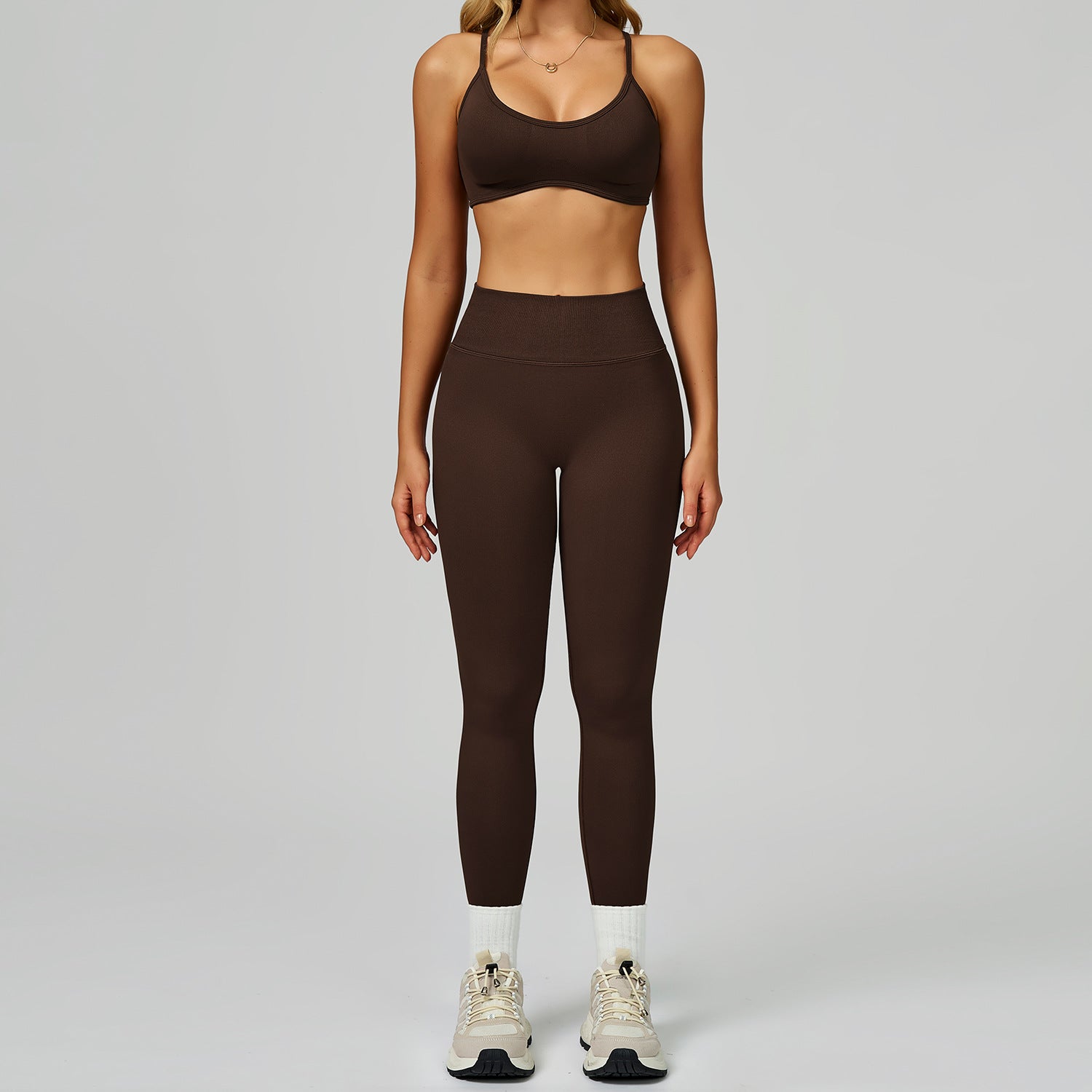 Seamless color clash yoga suit hollgh waist fitnow beauty back hiess suit outdoor running sports suit female 9245