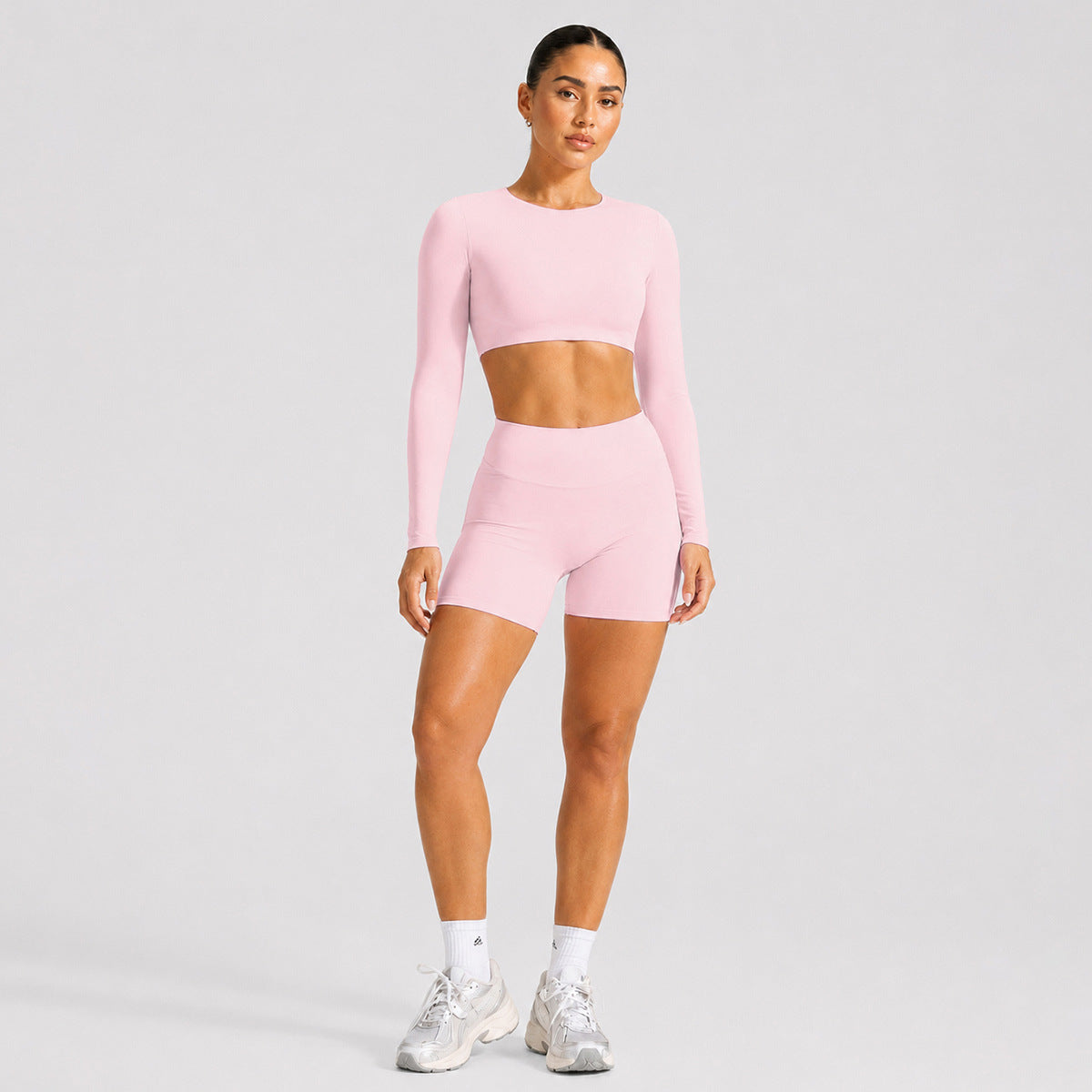 Backless long sleeve T-shirt sports short sleeve suit women with breast pad fitness top outdoor sports yoga suit