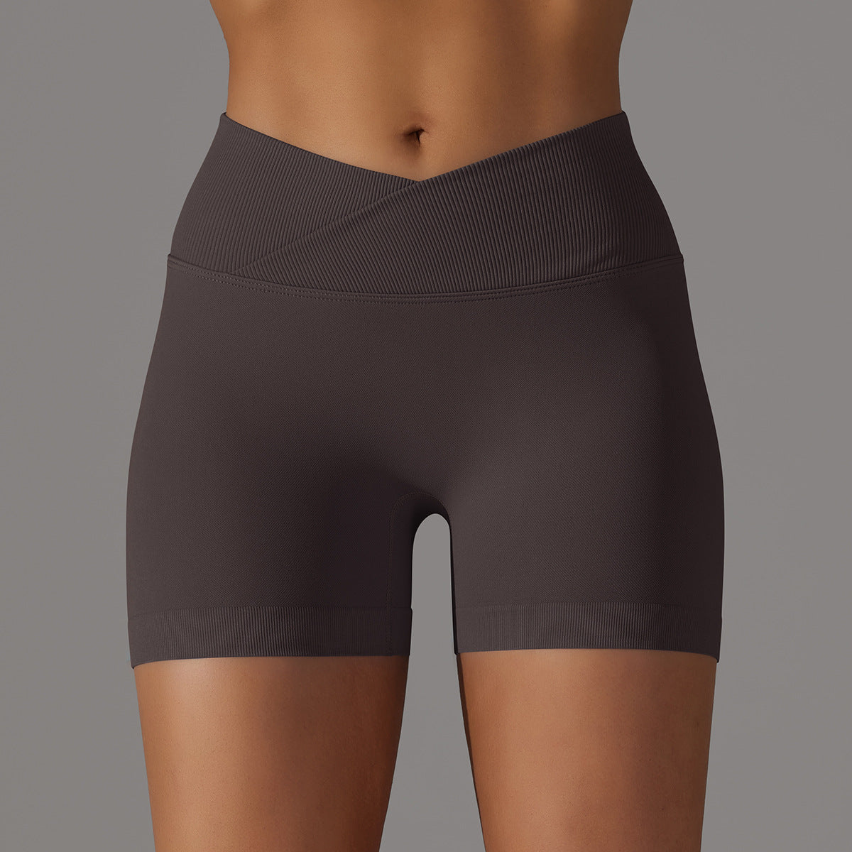 Solid color cross waist peach butt yoga shorts three-quarter pants 15colors