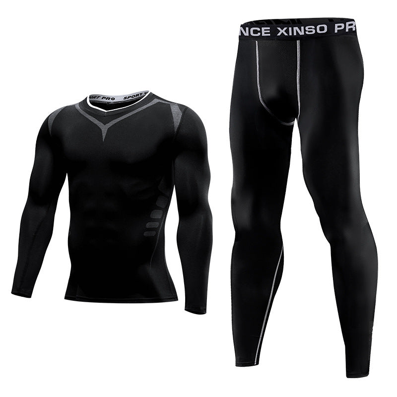 Autumn And Winter Fleece Fitness Clothes Men's Running Training Quick-drying Clothes Gym High Elastic Long-sleeved Tights Sports Suit Fleece  6 Styles
