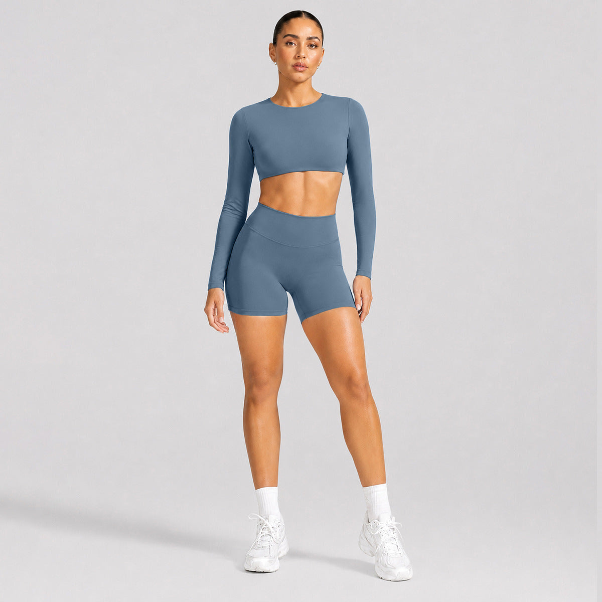 Backless long sleeve T-shirt sports short sleeve suit women with breast pad fitness top outdoor sports yoga suit