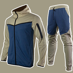 hooded color contrast casual sports jacket sweater trousers suit 18 colors