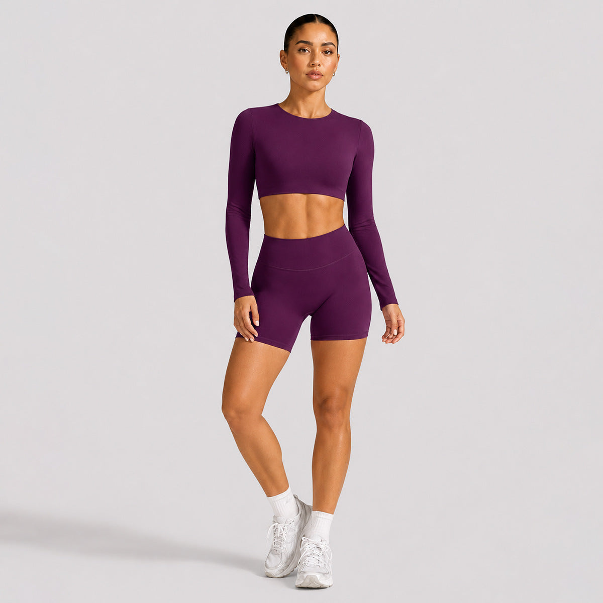 Backless long sleeve T-shirt sports short sleeve suit women with breast pad fitness top outdoor sports yoga suit