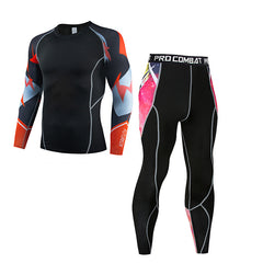 New Sports Tights Men's Lion Head Long-sleeved Sports Men's Fitness T-shirt Quick-drying Elastic PRO Suit-2