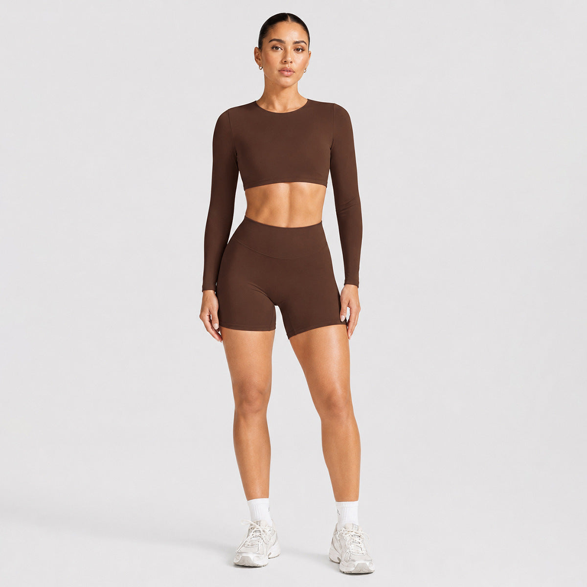 Backless long sleeve T-shirt sports short sleeve suit women with breast pad fitness top outdoor sports yoga suit