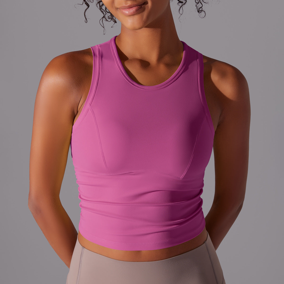 Tight crew neck sports vest yoga wear long top