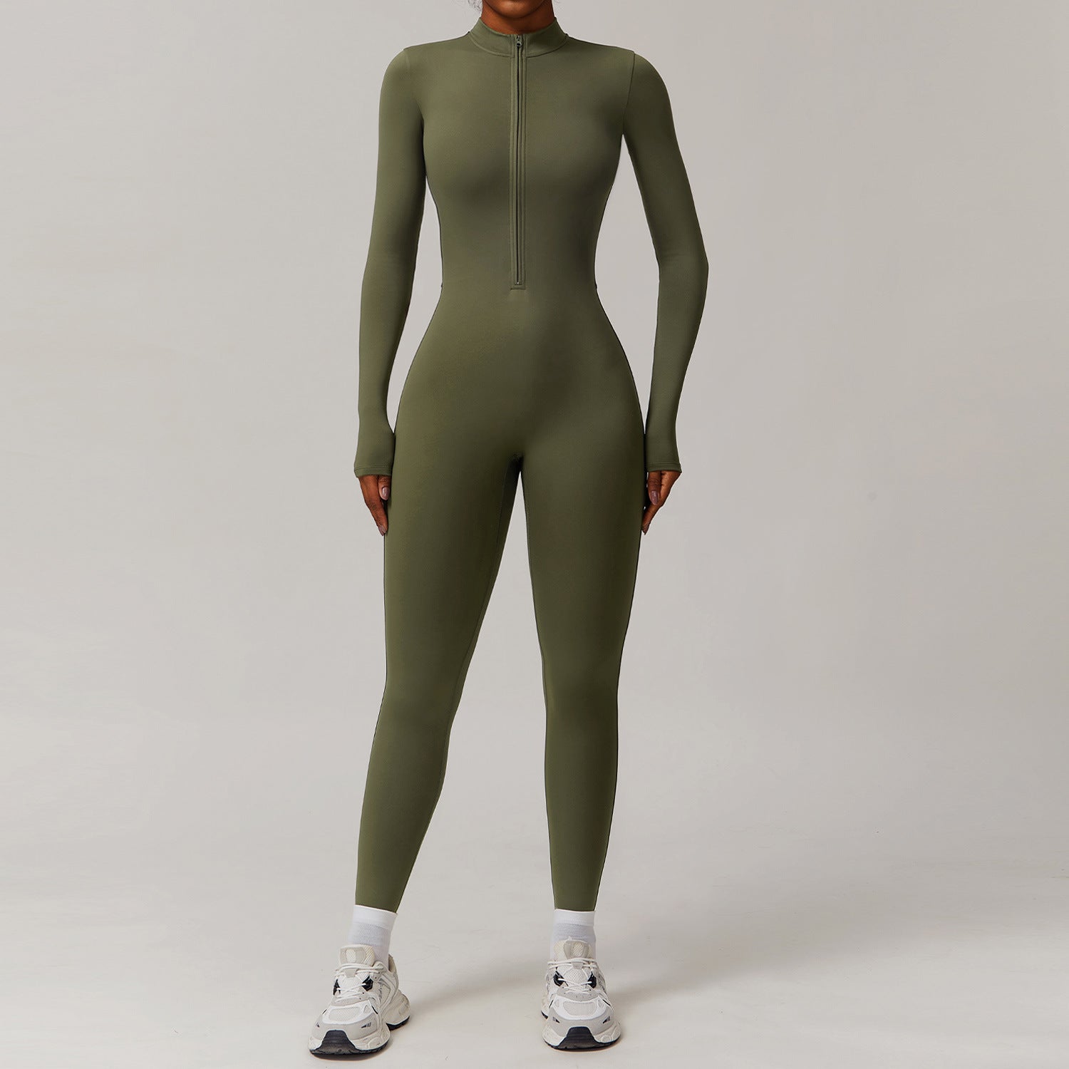 Zip nude bodysuit with fleece Yoga bodysuit 8445