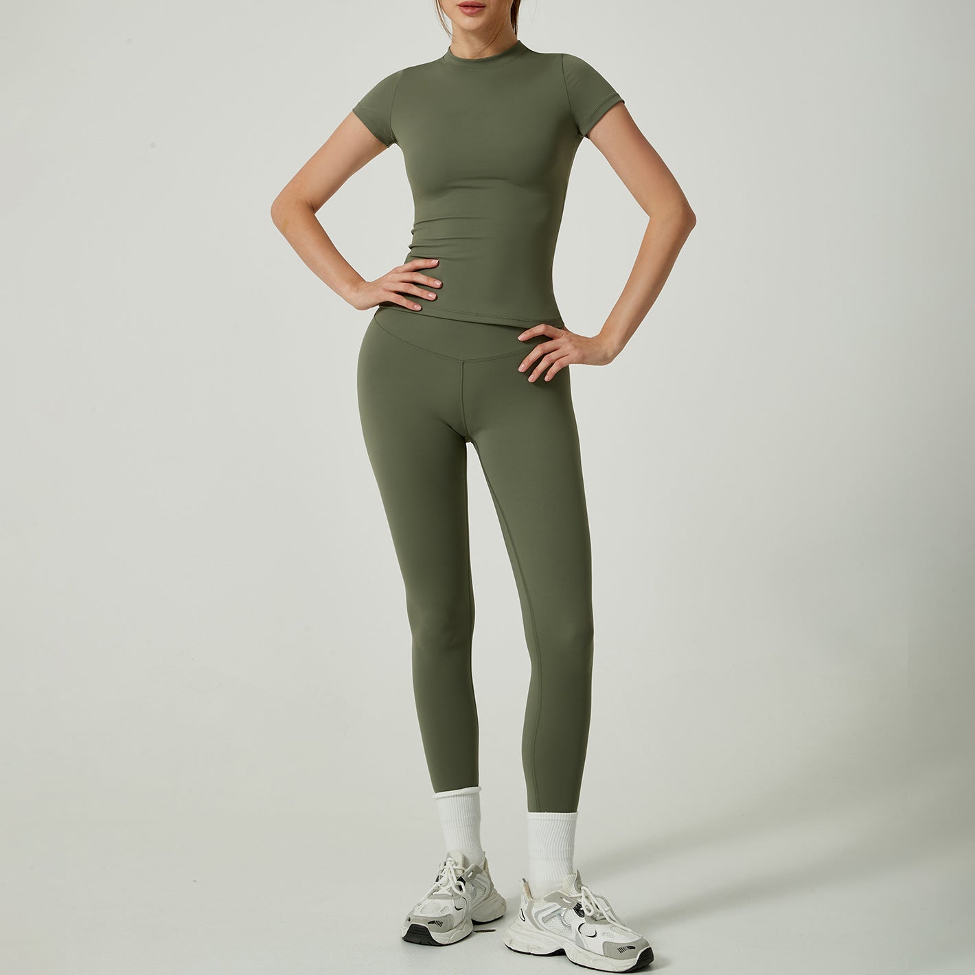 Women's two-piece short sleeve yoga pants suit