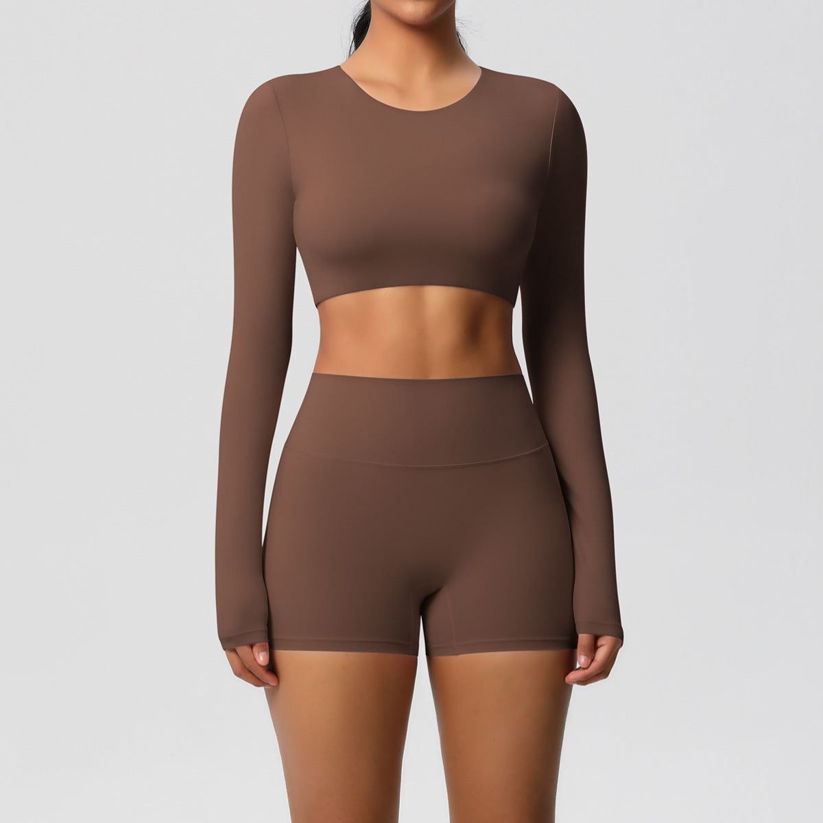 Two-piece yoga dress with padded chest and long sleeve shorts