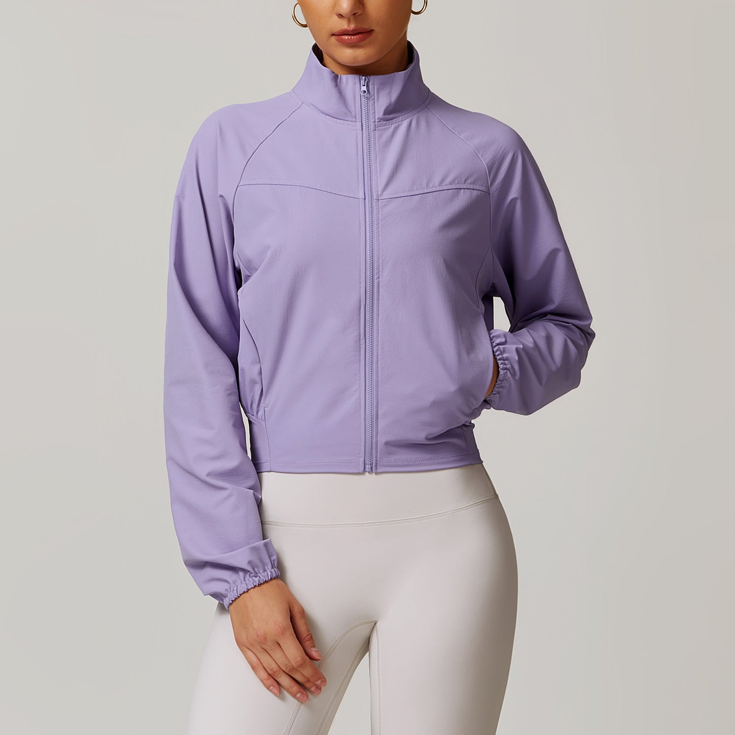 Windproof outdoor running fitness long sleeve yoga jacket 8945